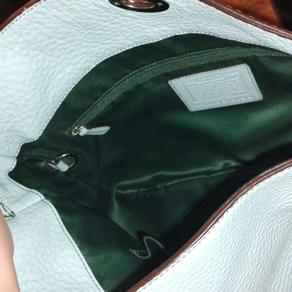 Coach Chelsea Vintage Turnlock Shoulderbag 8A39. Light Blue Full-grain Leather. - Picture 15 of 16